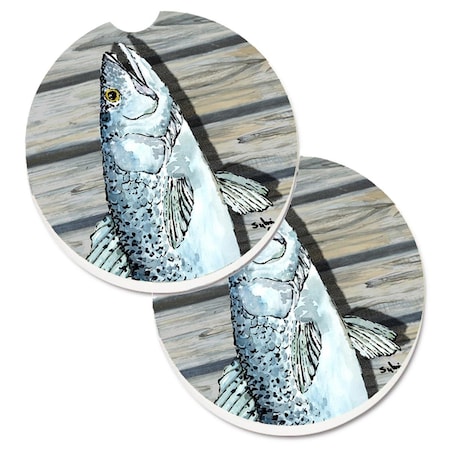 Carolines Treasures Fish Speckled Trout Set of 2 Cup Holder Car Coaster 8494CARC